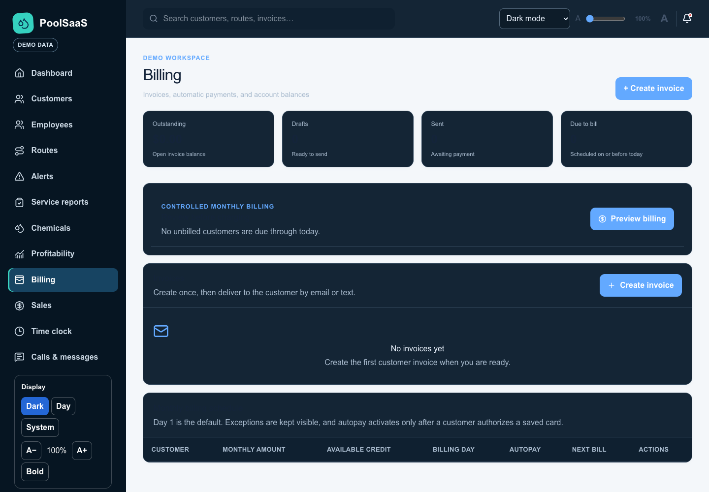 PoolSaaS billing workspace