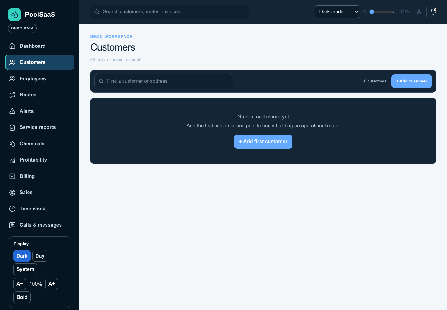 1. Add a customer and pool in the PoolSaaS demonstration workspace