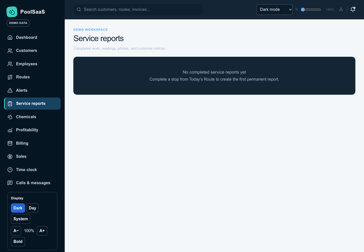 3. Complete the pool visit in the PoolSaaS demonstration workspace